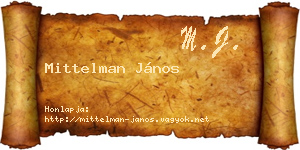 Mittelman János névjegykártya